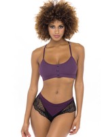 Oh La La Cheri CLARIBELL RIBBED JERSEY BRALETTE & BOYSHORT SET W/LACE DETAIL