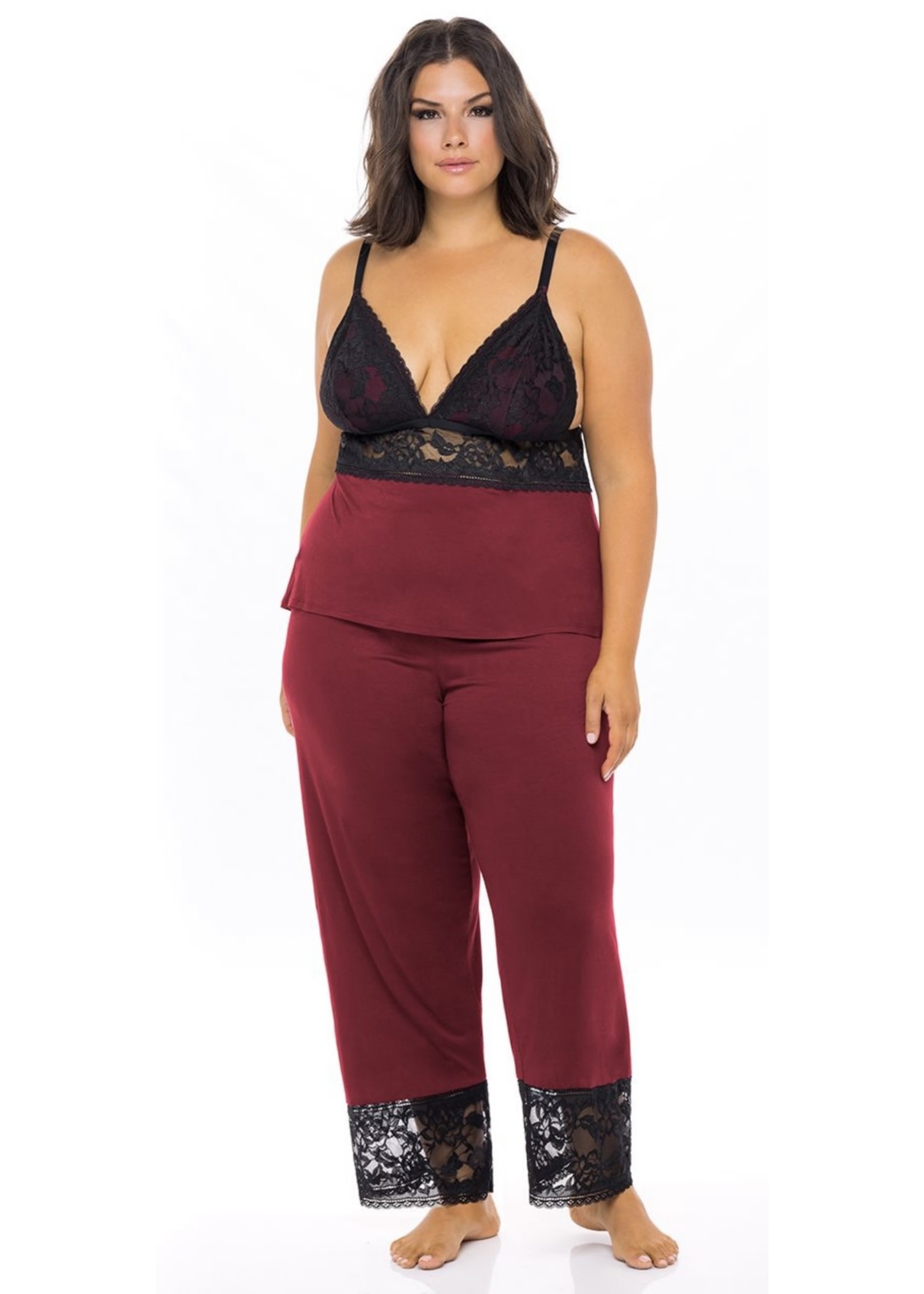 Oh La La Cheri LOUELLA SOFT VICOSE & LACE CAMISOLE W/ LONG PANT