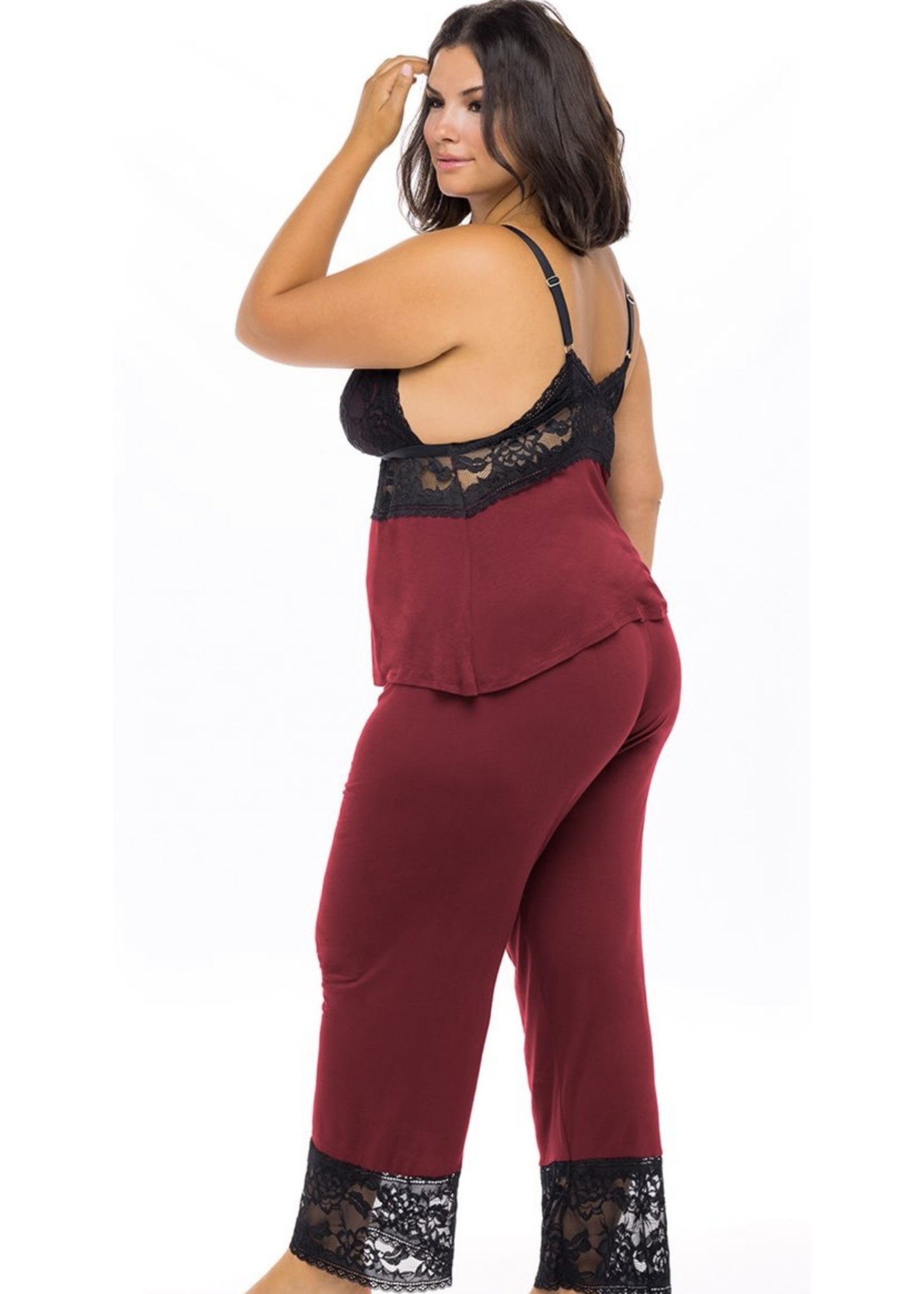 Oh La La Cheri LOUELLA SOFT VICOSE & LACE CAMISOLE W/ LONG PANT