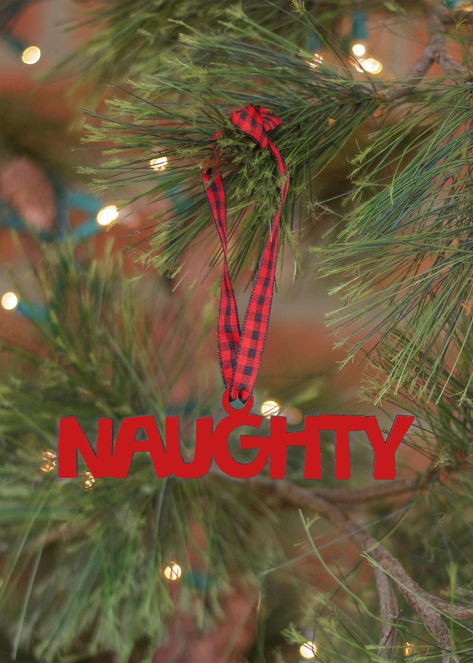 Spunky Fluff Naughty- Tiny Word Ornament