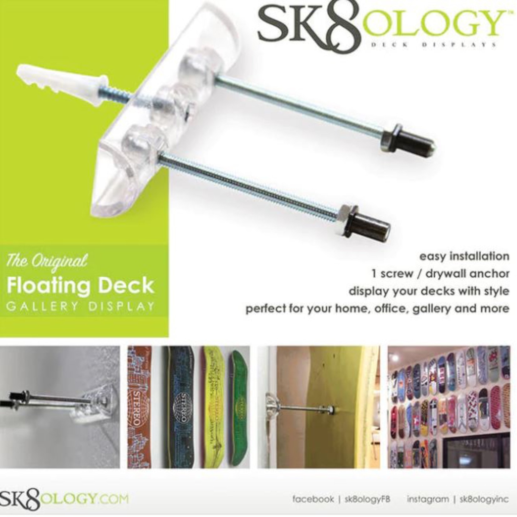 SK8OLOGY Deck Wall Mount Display Kit