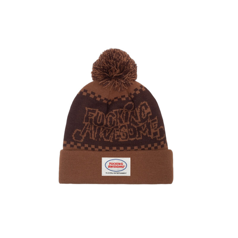 Fucking Awesome FA PBS Jacquard Ball Beanie Brown