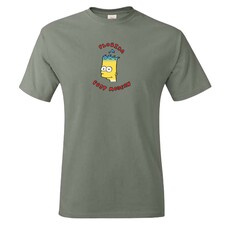 Post Modern Post Modern Wavy Haired Bart Tee (Red Print) Stone Washed Green