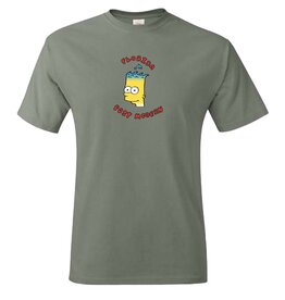 Post Modern Post Modern Wavy Haired Bart Tee (Red Print) Stone Wash Green