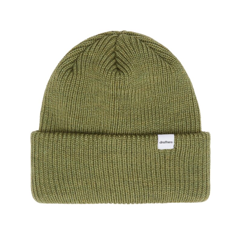 Druthers NYC Druthers Merino Wool 1X1 Rib Knit Beanie Olive