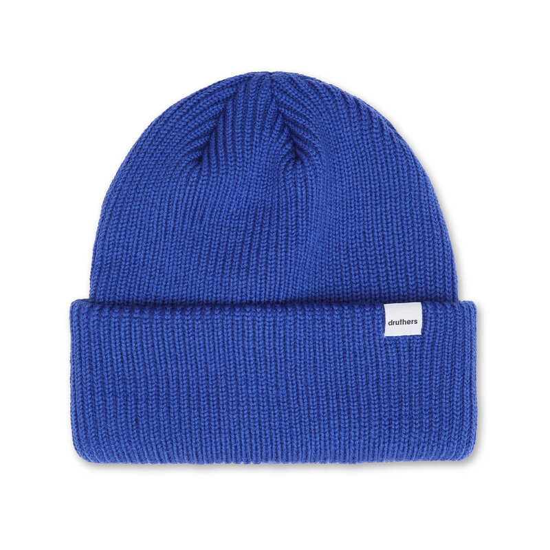 Druthers NYC Druthers Merino Wool 1X1 Rib Knit Beanie Marine Blue