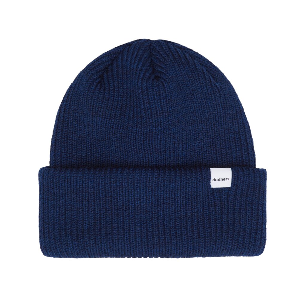 Druthers NYC Druthers Merino Wool 1X1 Rib Knit Beanie Navy