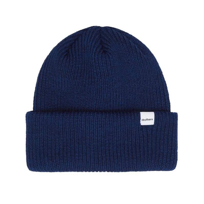 Druthers NYC Druthers Merino Wool 1X1 Rib Knit Beanie Navy