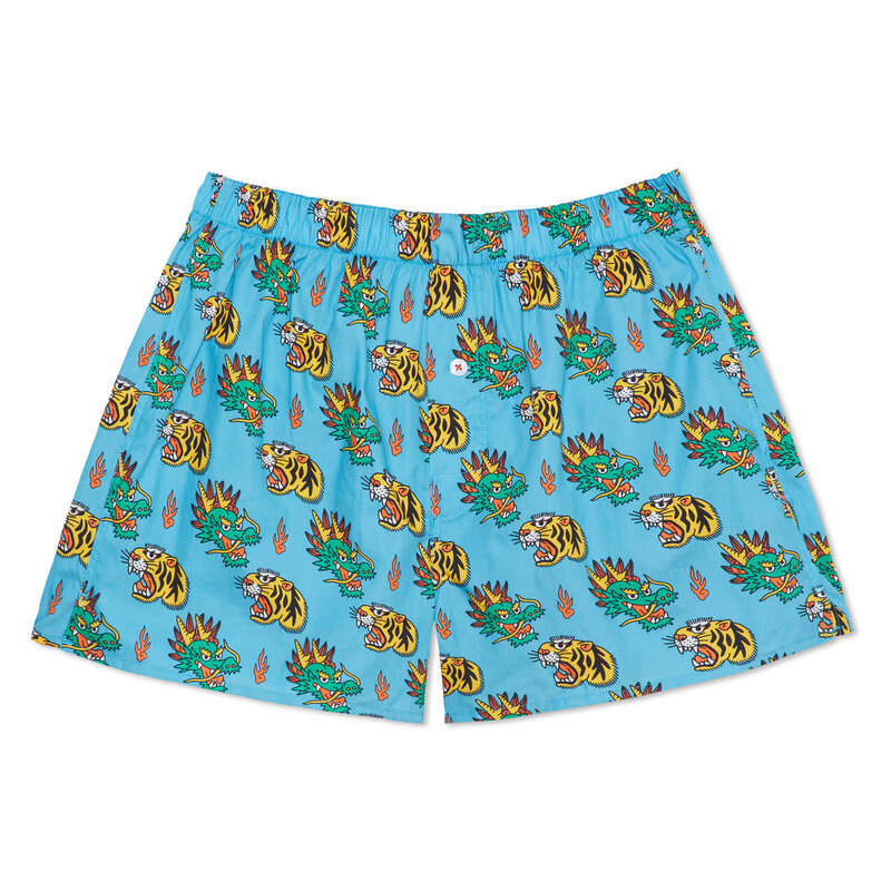 Druthers NYC Druthers Organic Cotton Kiku Punk Dragons Boxer Short Blue