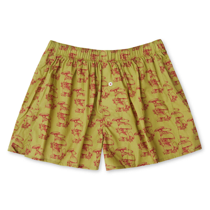 Druthers NYC Druthers Organic Cotton Gorey Sketch Shroom Boxer Short Butterscotch