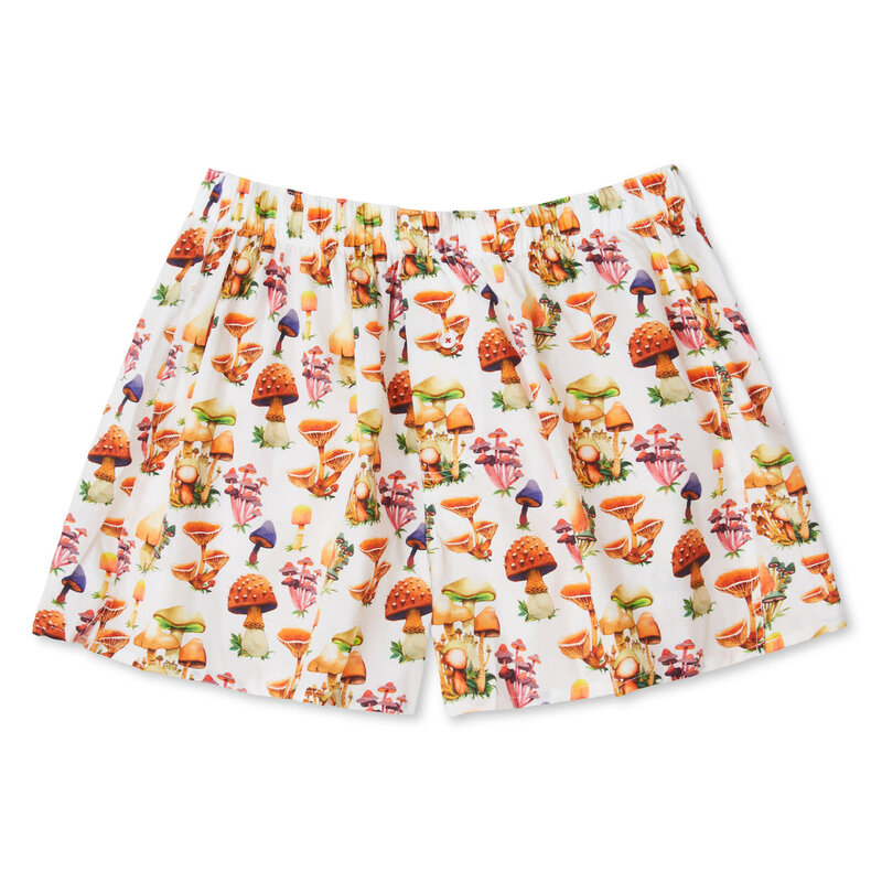 Druthers NYC Druthers Organic Cotton Seb Gorey Watercolor Shrooms Boxer Short White