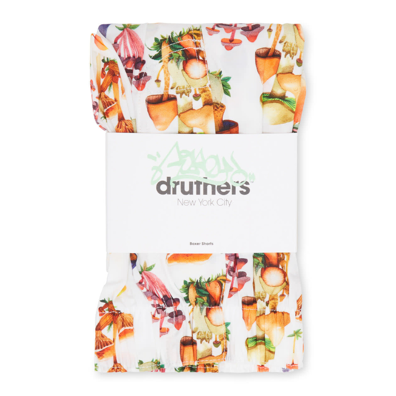 Druthers NYC Druthers Organic Cotton Seb Gorey Watercolor Shrooms Boxer Short White