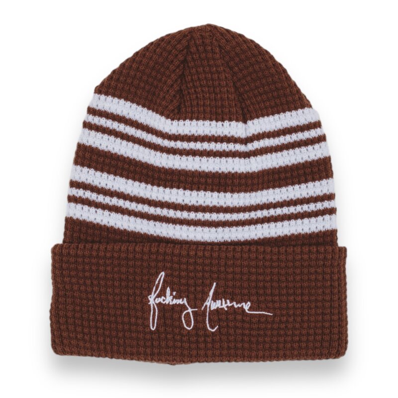 Fucking Awesome FA Cursive Waffle Cuff Beanie Brown