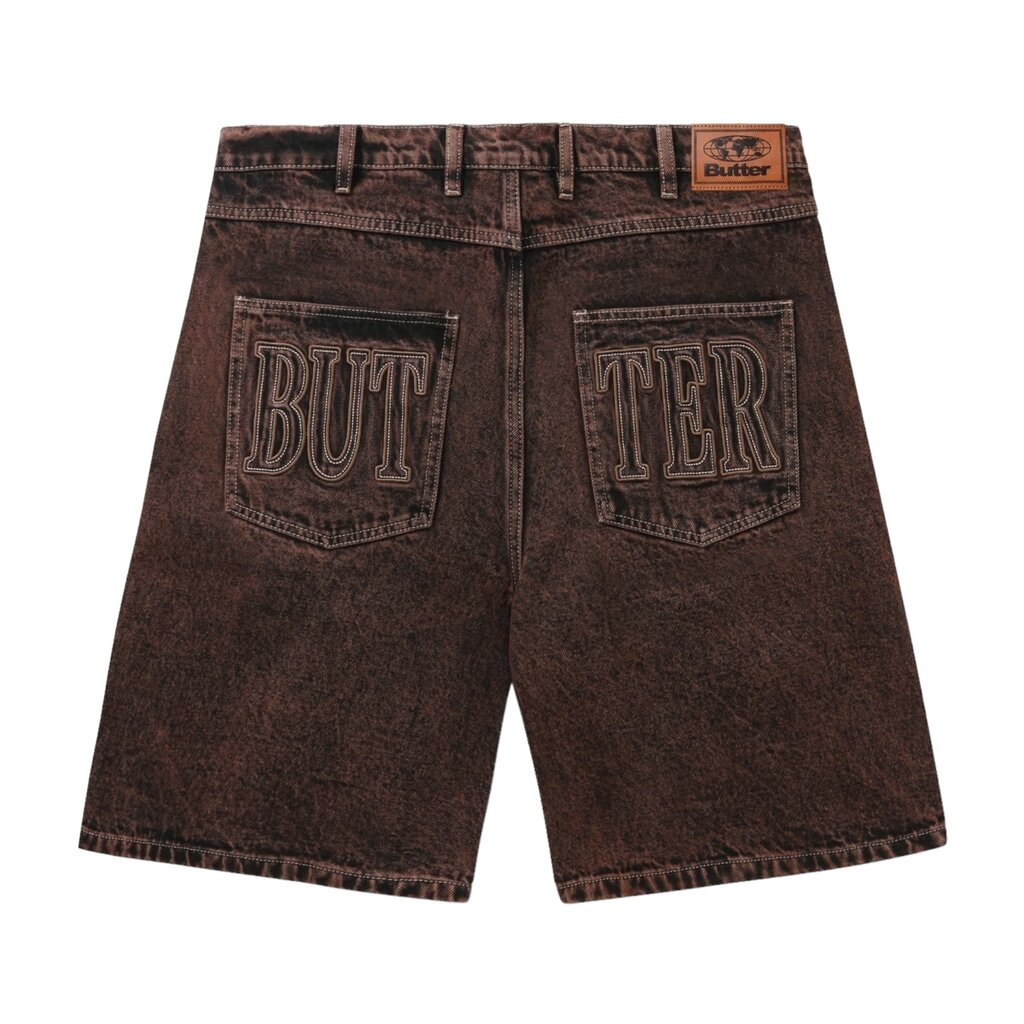 Butter Goods Butter Applique Denim Shorts Acid Brown
