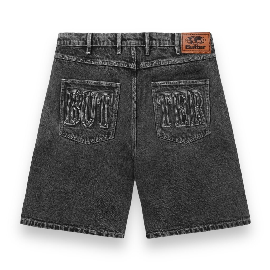 Butter Goods Butter Applique Denim Shorts Acid Black