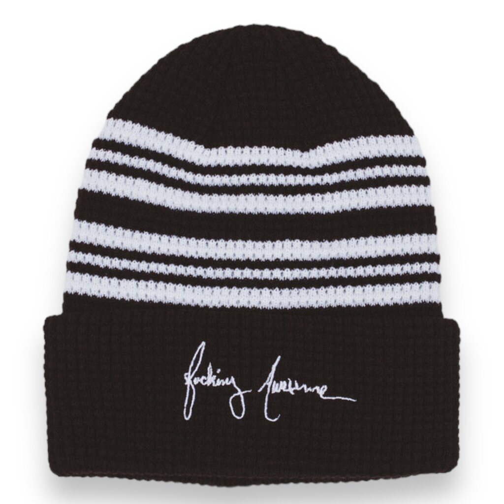 Fucking Awesome FA Cursive Cuff Waffle Beanie Black