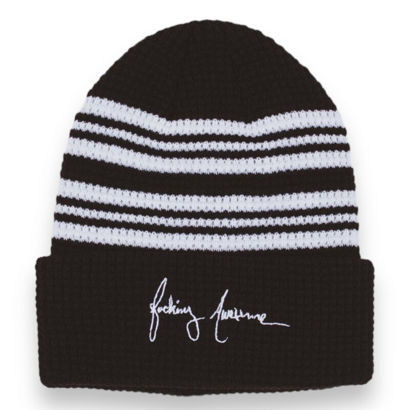 Fucking Awesome FA Cursive Cuff Waffle Beanie Black