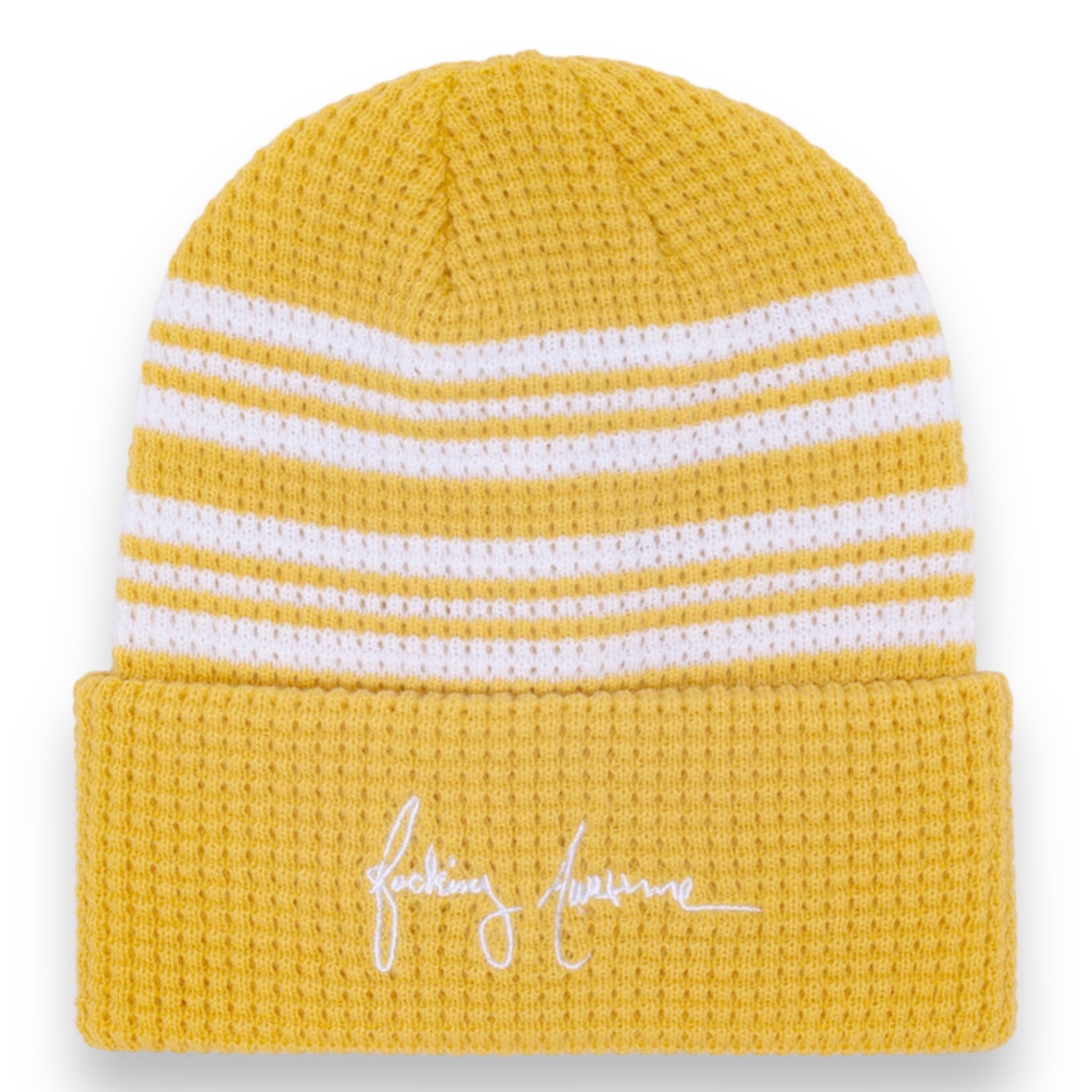 Fucking Awesome FA Cursive Waffle Cuff Beanie Yellow