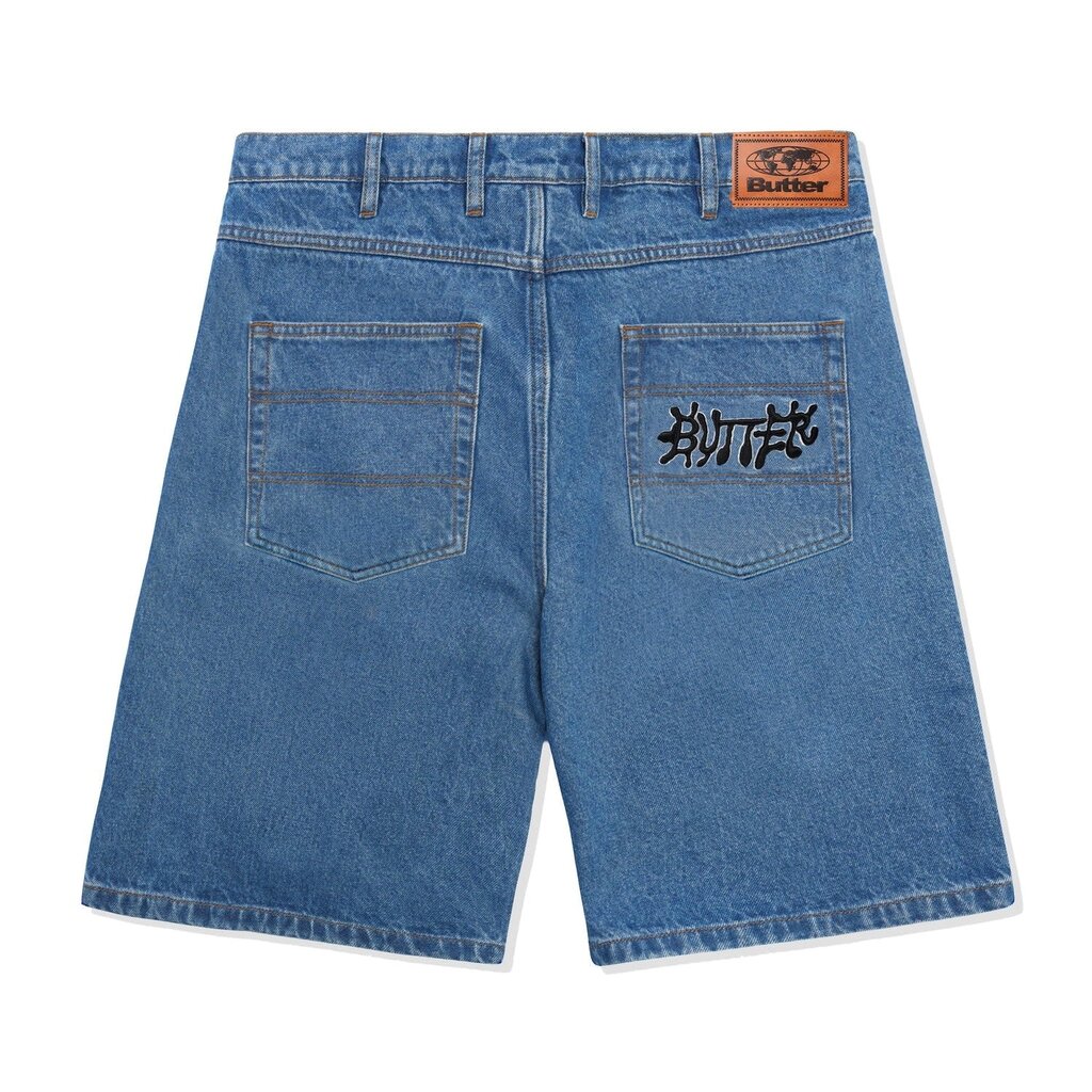 Butter Goods Butter Ink Denim Shorts Worn Blue