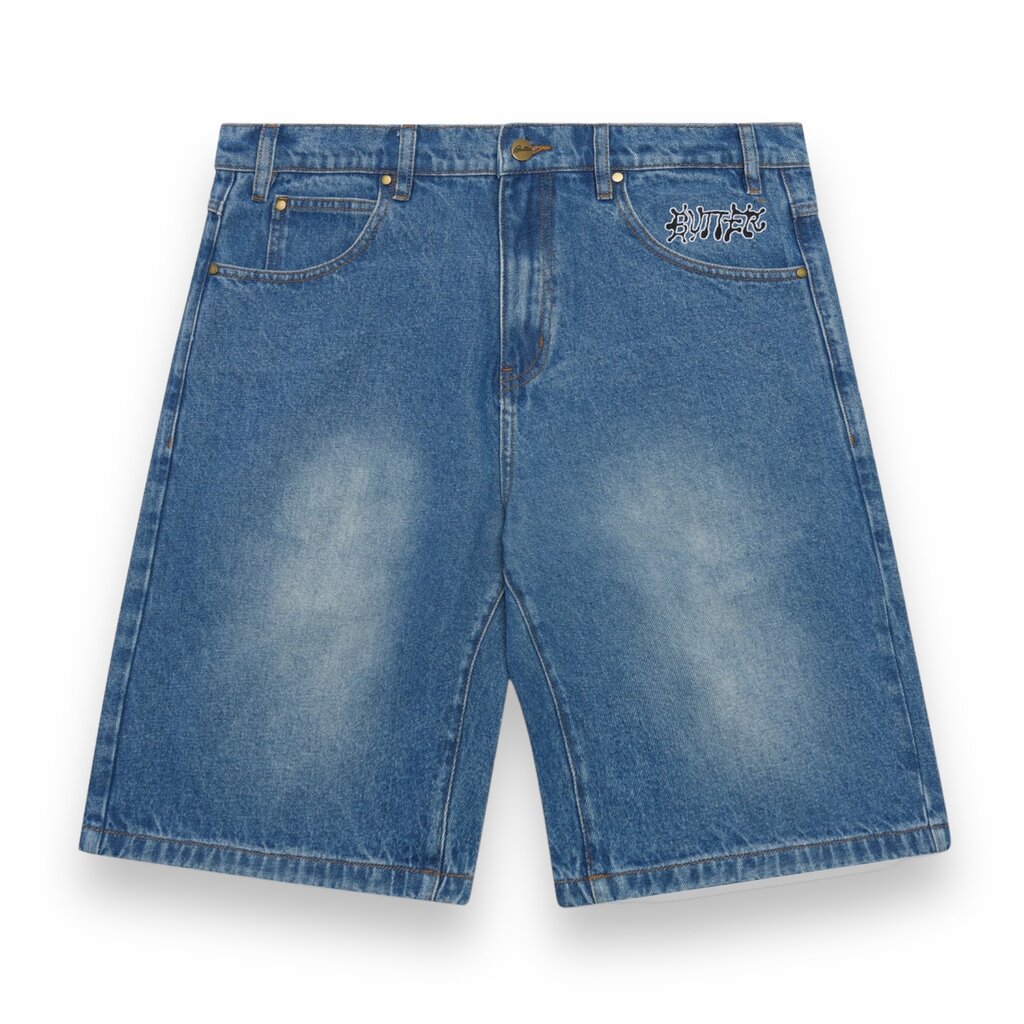 Butter Goods Butter Ink Denim Shorts Worn Blue