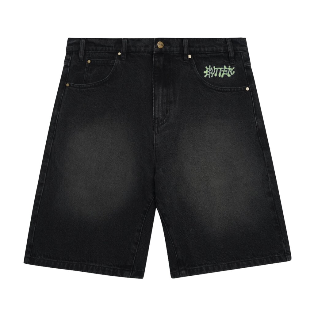 Butter Goods Butter Ink Denim Shorts Worn Black