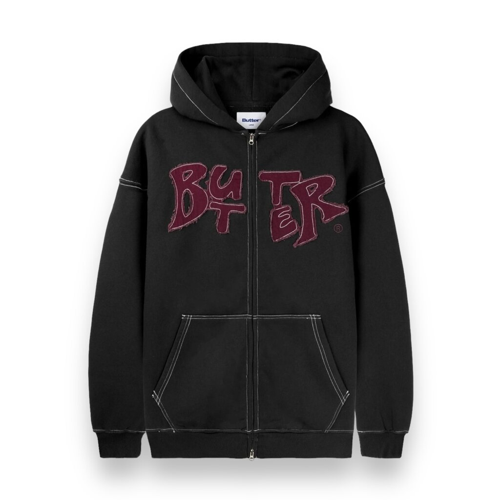Butter Goods Butter Fabric Applique Zip-Thru Hood Black
