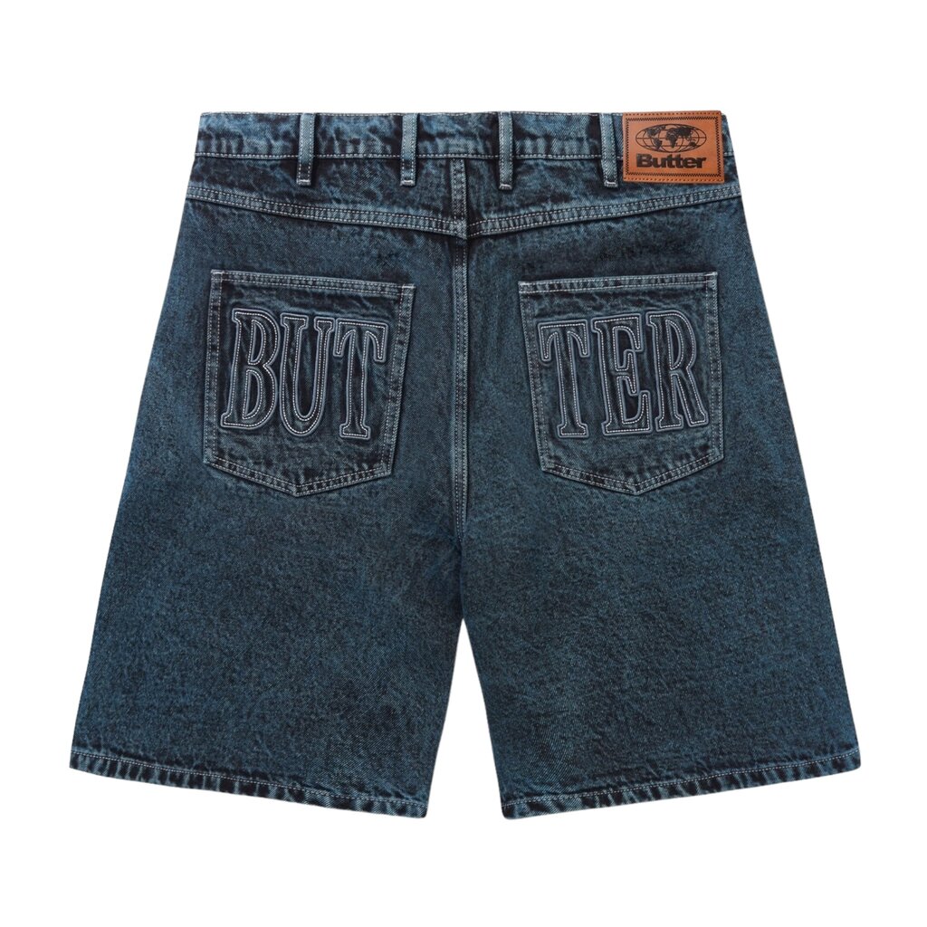 Butter Goods Butter Applique Denim Shorts Acid Indigo