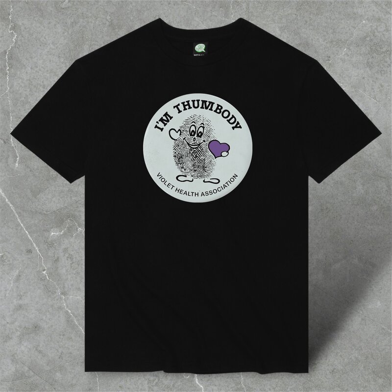 IT'S VIOLET! VIOLET I'M THUMBODY" VIOLET HEALTH ASSOCIATION T-SHIRT BLACK