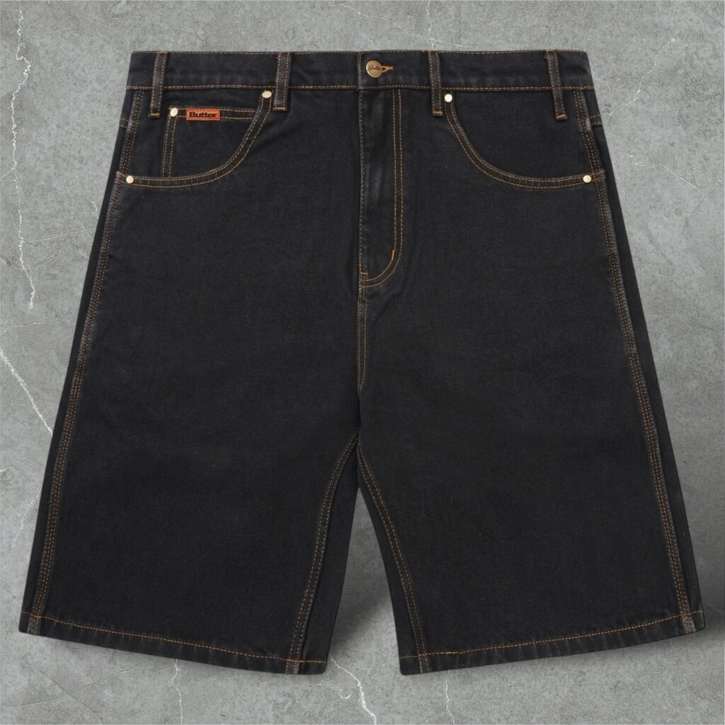 Butter Goods Butter Baggy Denim Shorts Washed Black