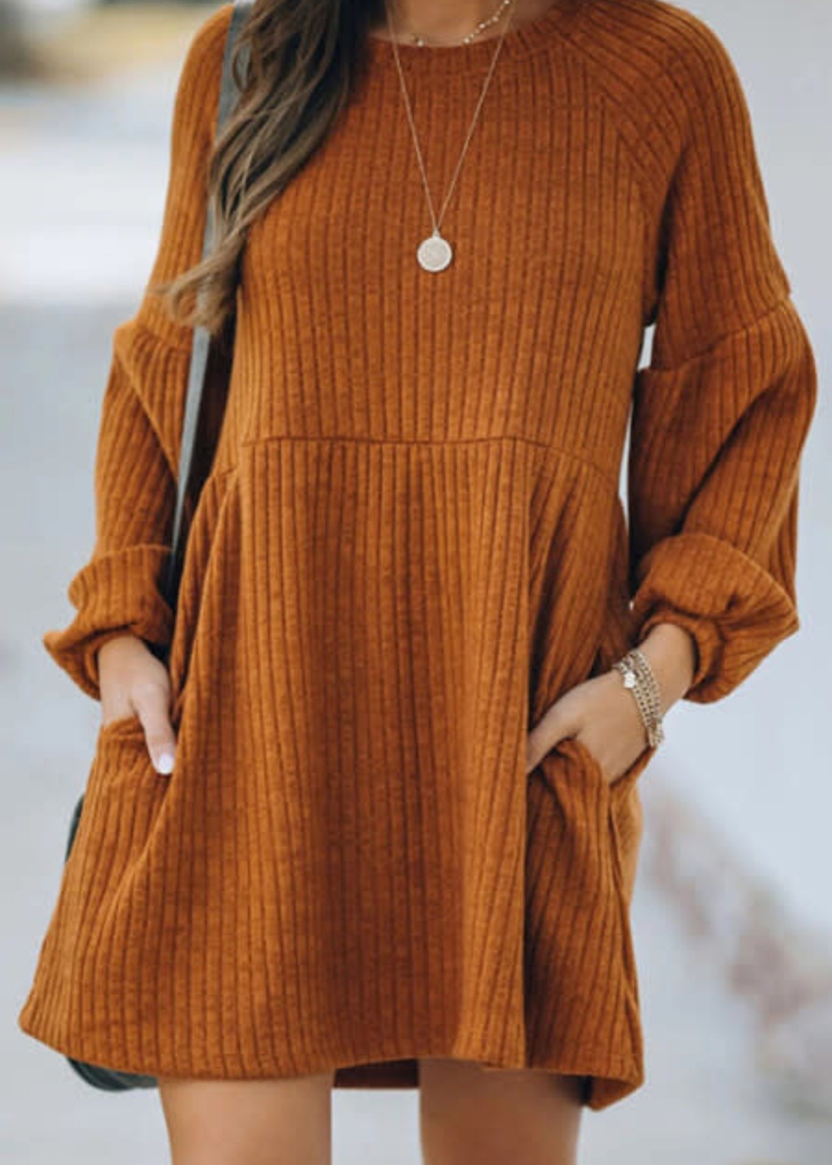 Org/Brn knit dress