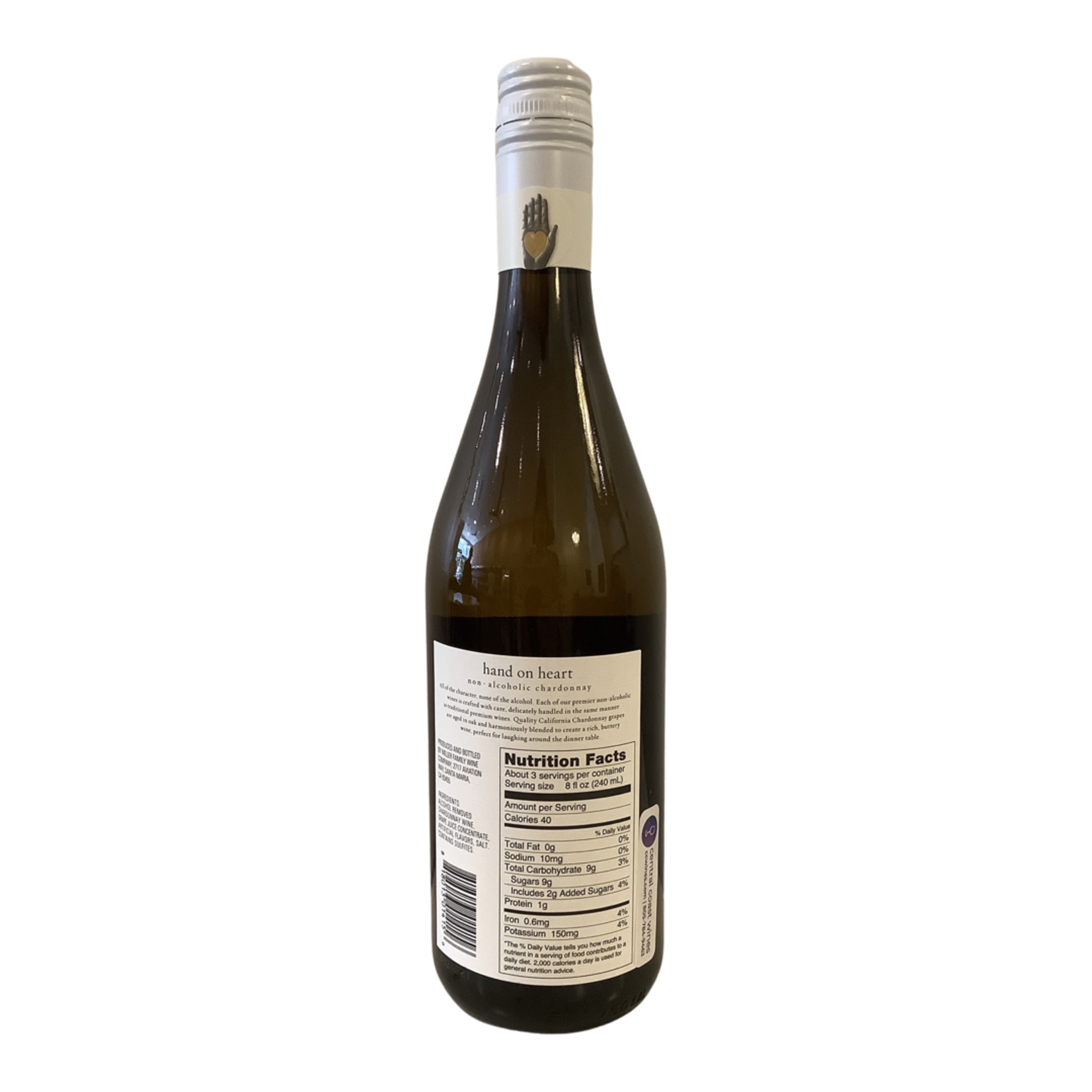 2020 Hand On Heart Non-Alcoholic Chardonnay, California