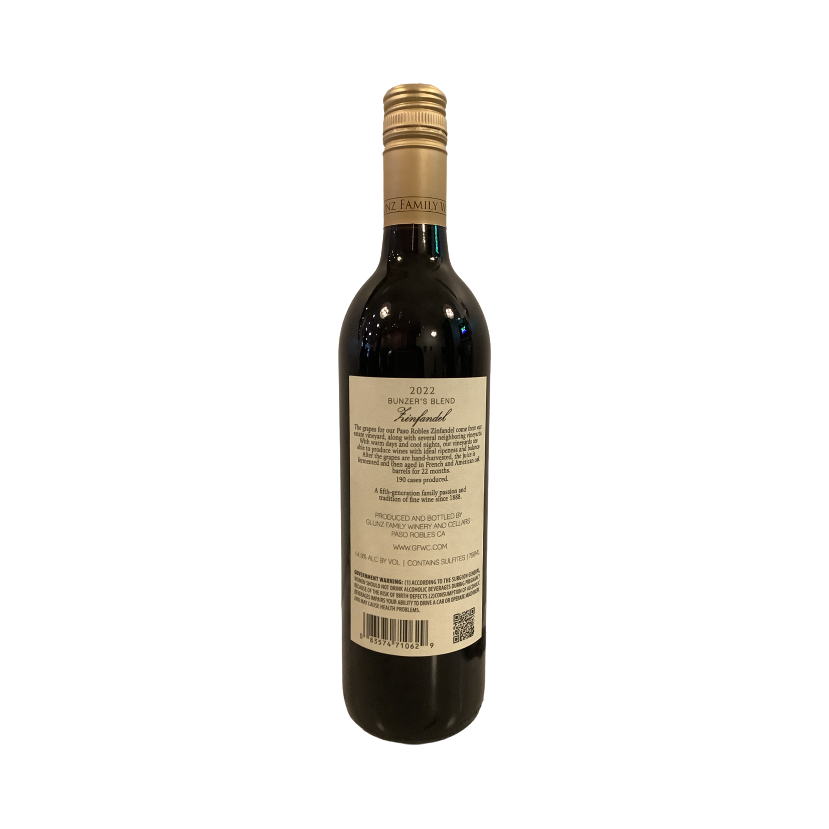 2022 Glunz "Bunzer's Blend" Zinfandel, Paso Robles CA