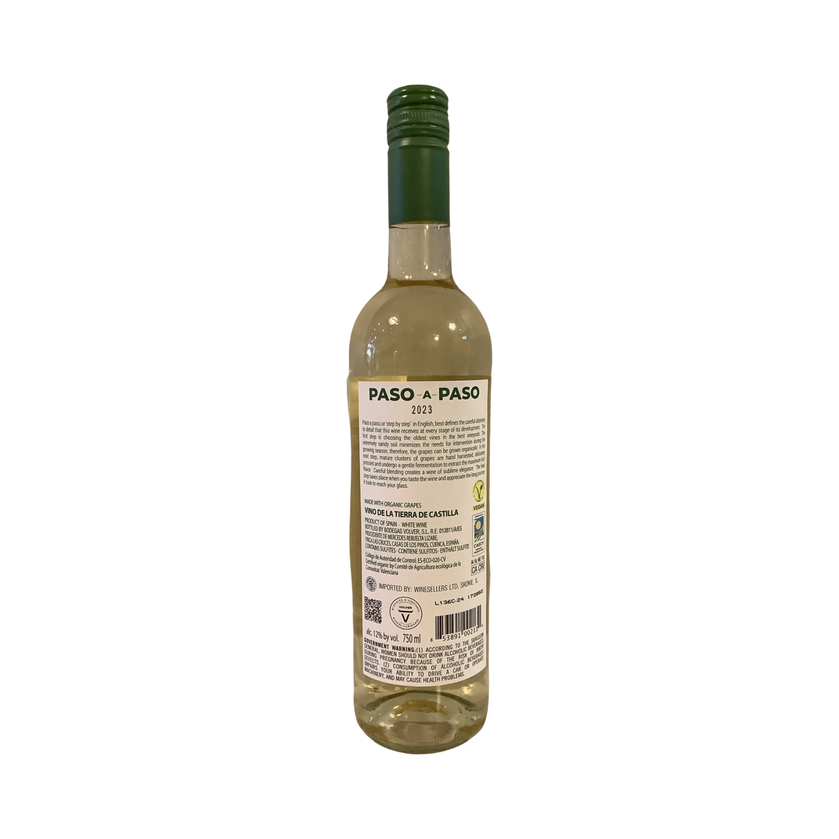 2023 Volver Paso a Paso Organic White, Spain