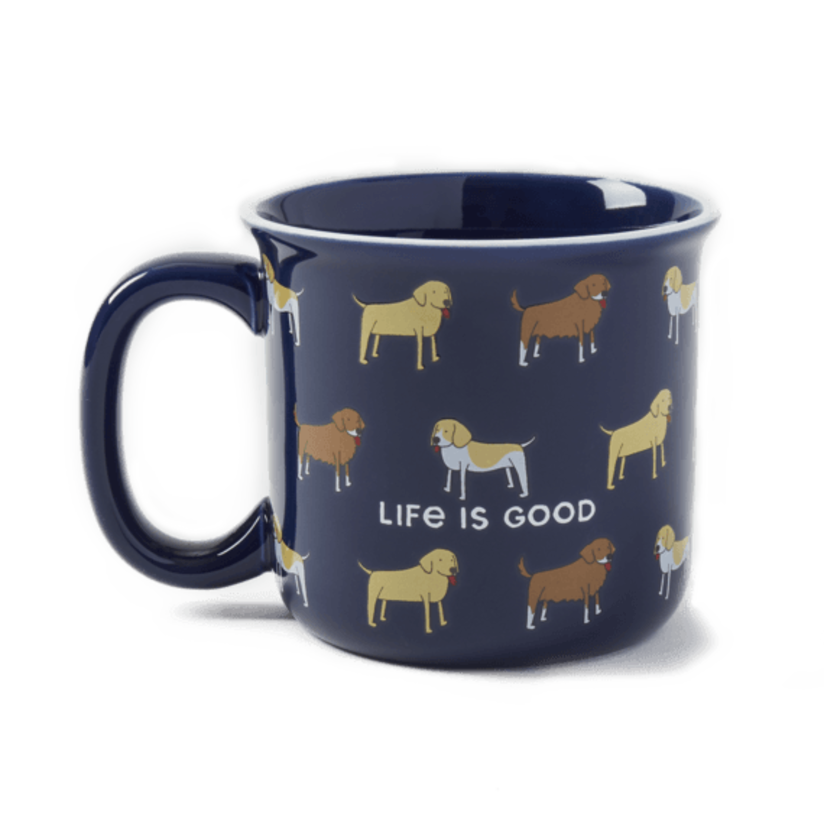 Life is Good Dog Print Happy Camper Mug