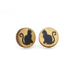 Green Tree Jewelry Black Cat Studs