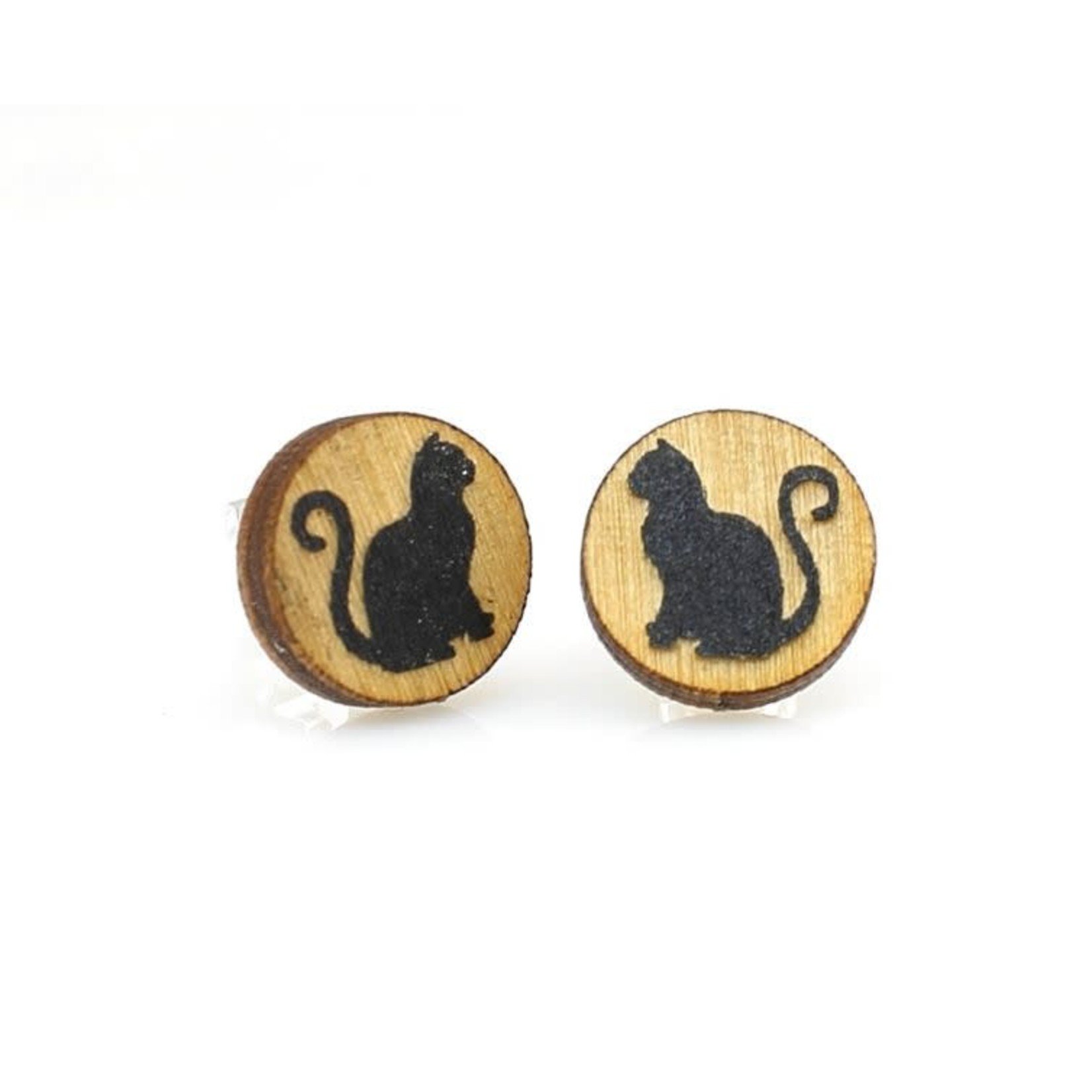 Green Tree Jewelry Black Cat Studs