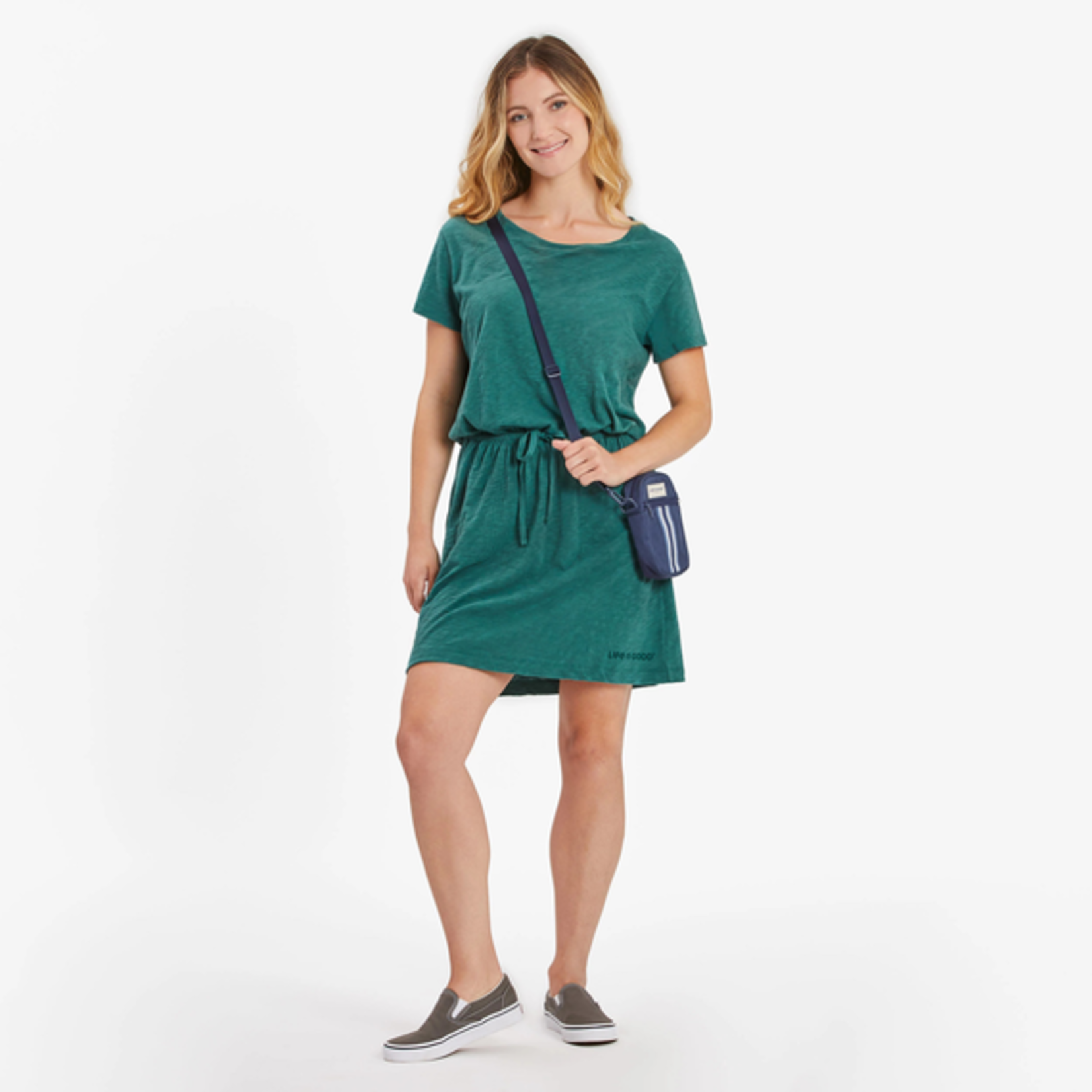 Life is Good Textured Slub Drawstring Dress