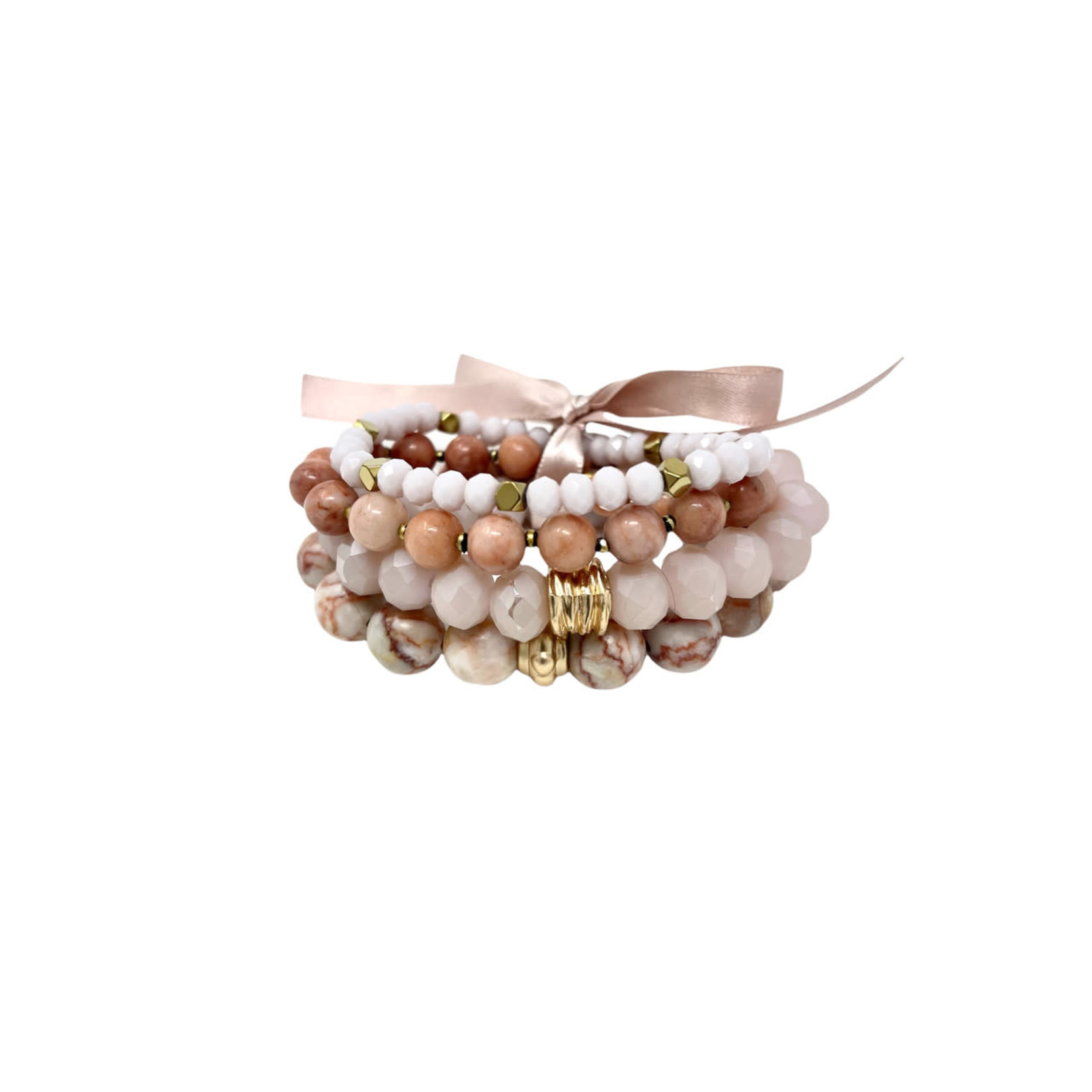 Bops Soft Pink Stone Bracelet Set