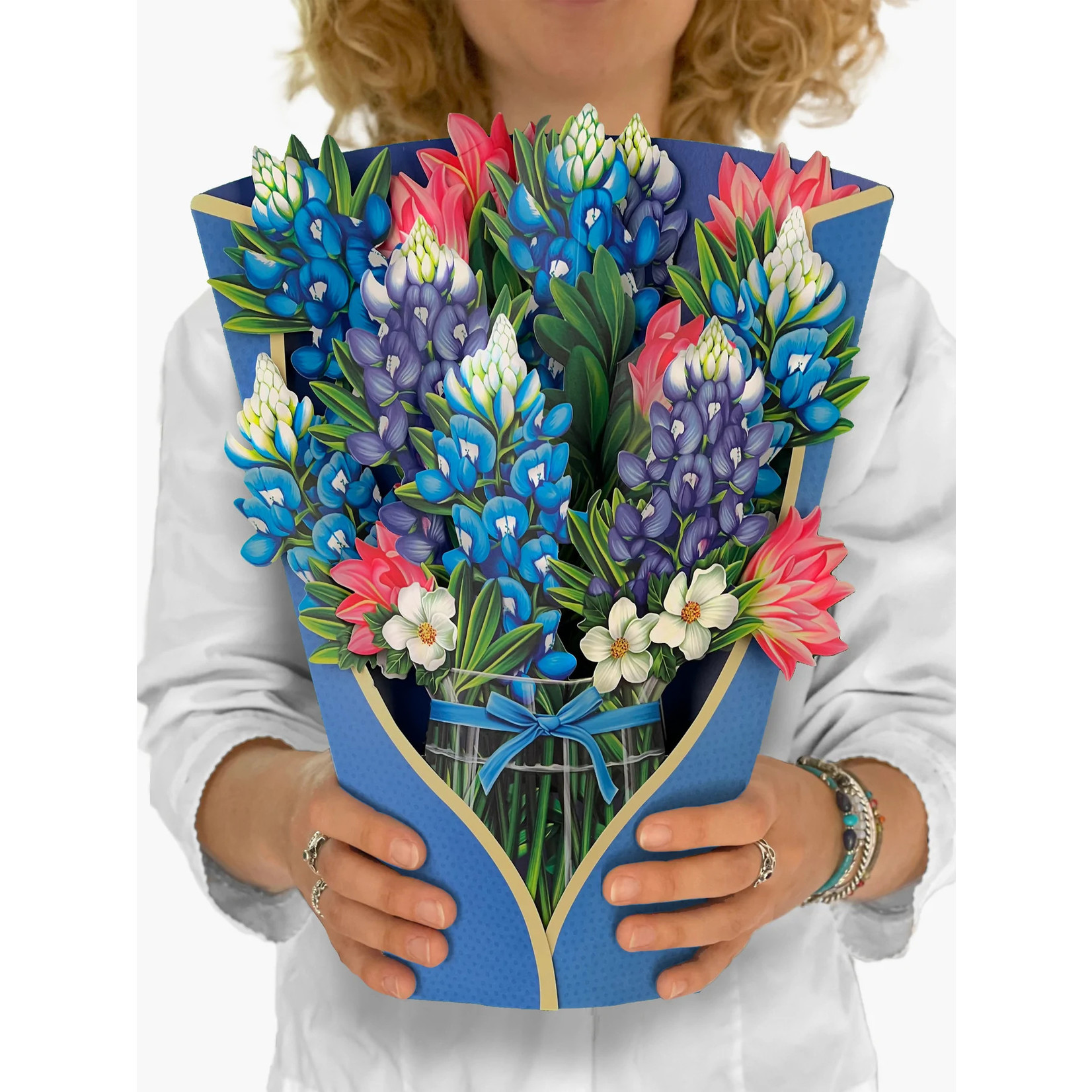 FreshCut Paper Blue Bonnets Pop Up Bouquet