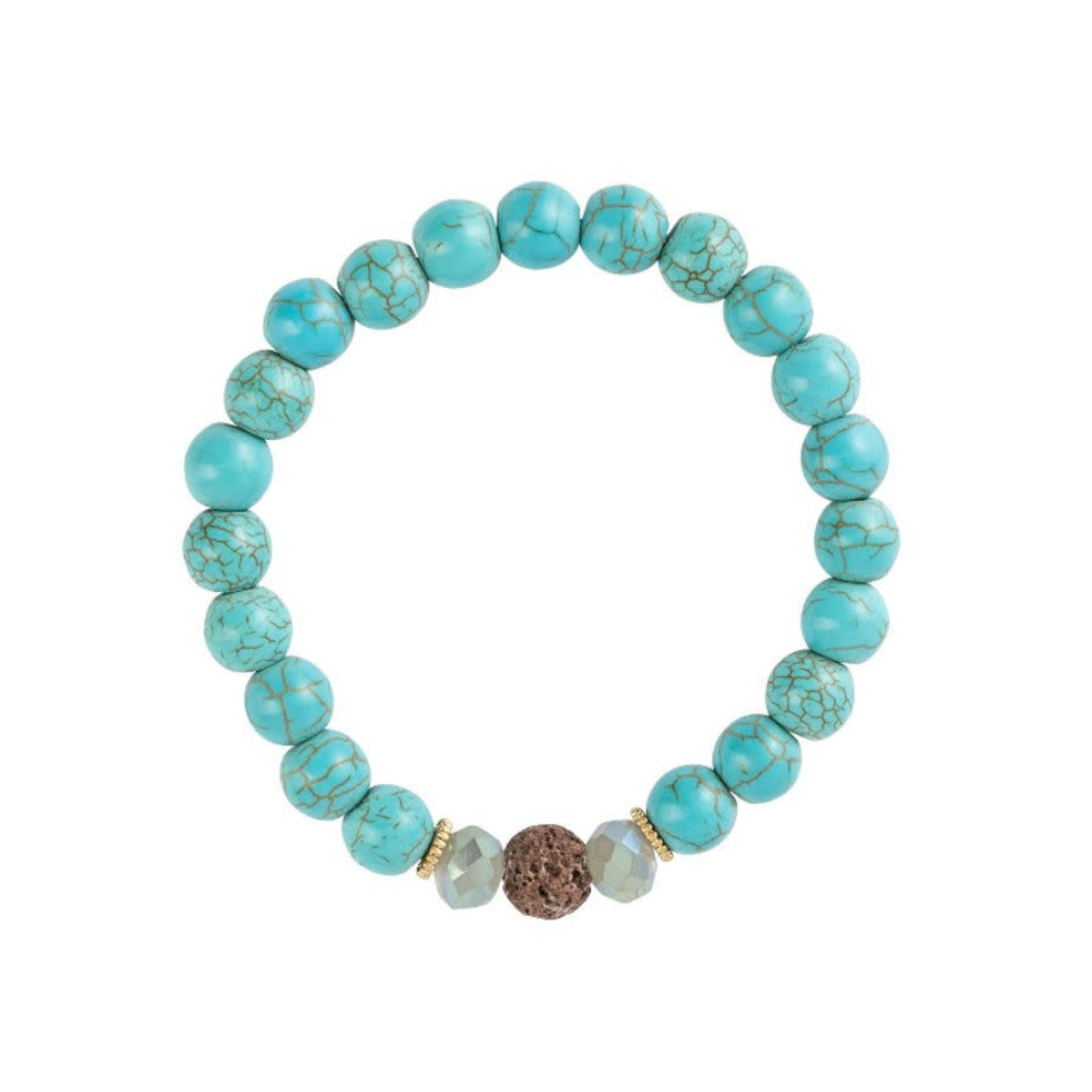 Zengo Turquoise & Brown Lava Stone Aromatherapy Bracelet