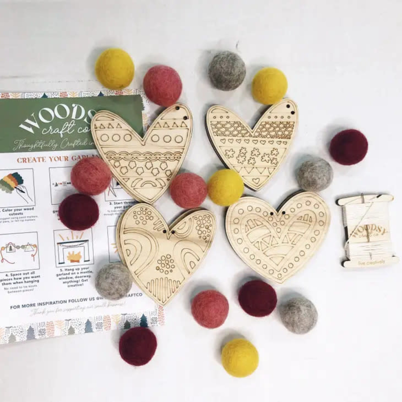 The Woodsy Craft Co The Heart Garland Kit