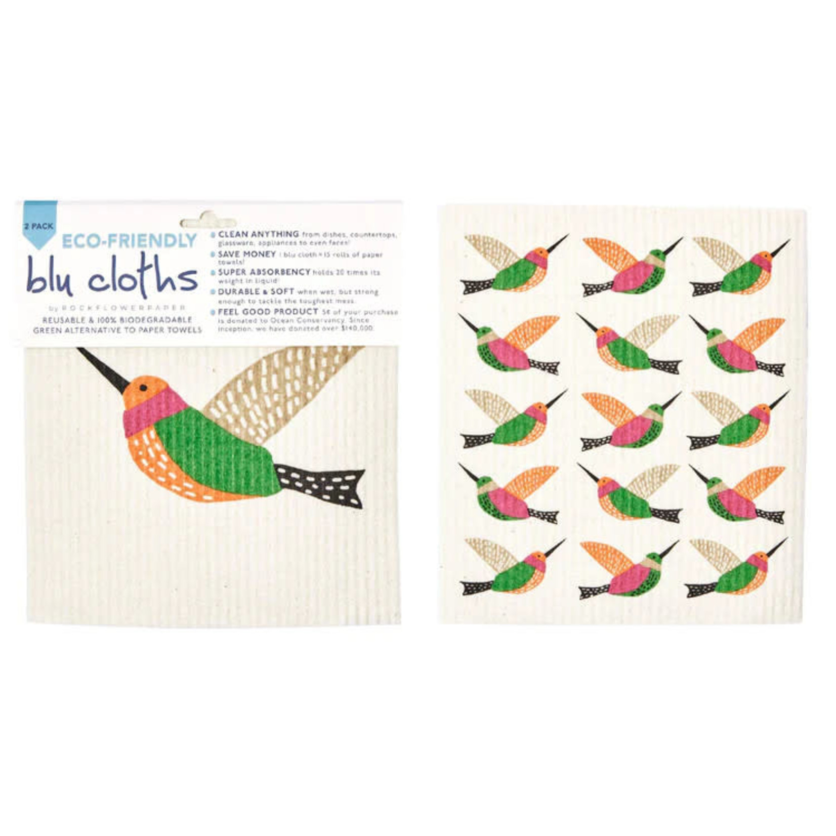 rockflowerpaper Hummingbird 2 Pk Blu Cloth
