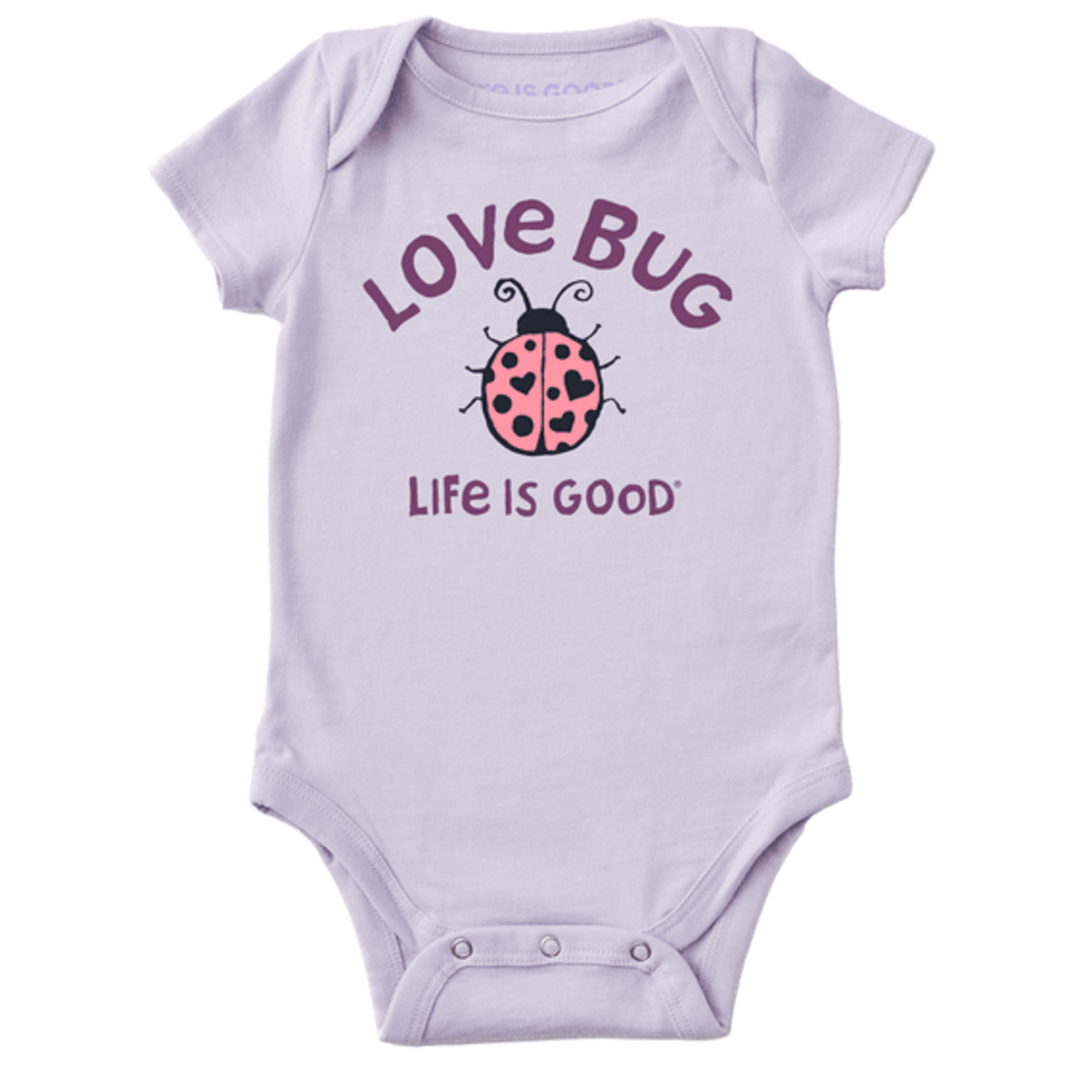 Life is Good Lilac Love Bug Crusher Bodysuit