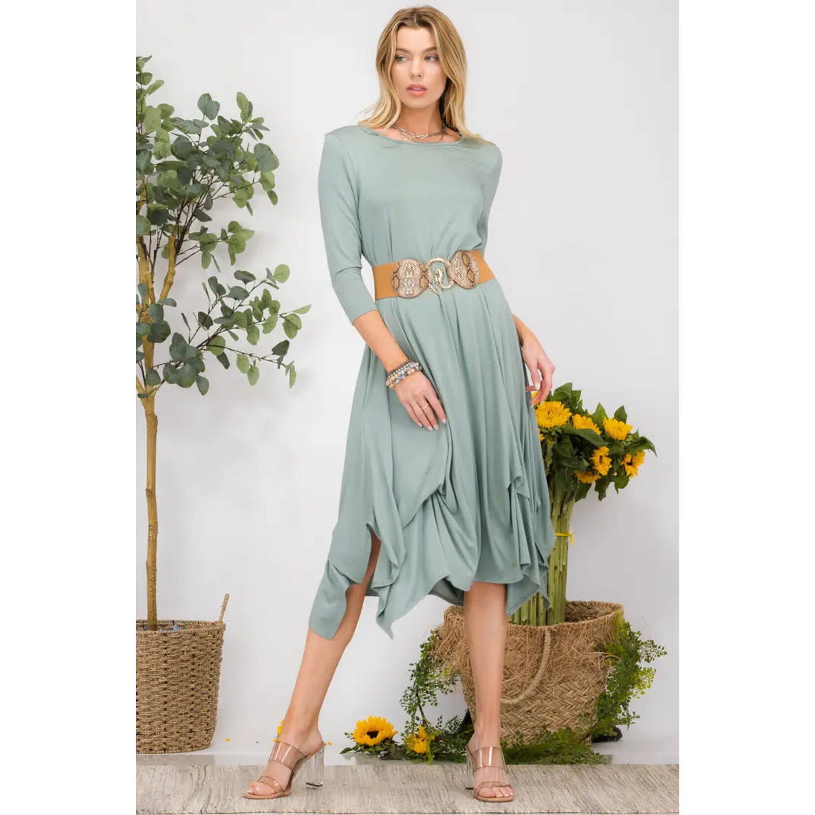 Celeste Clothing 1/2 Sleeve Midi Dress