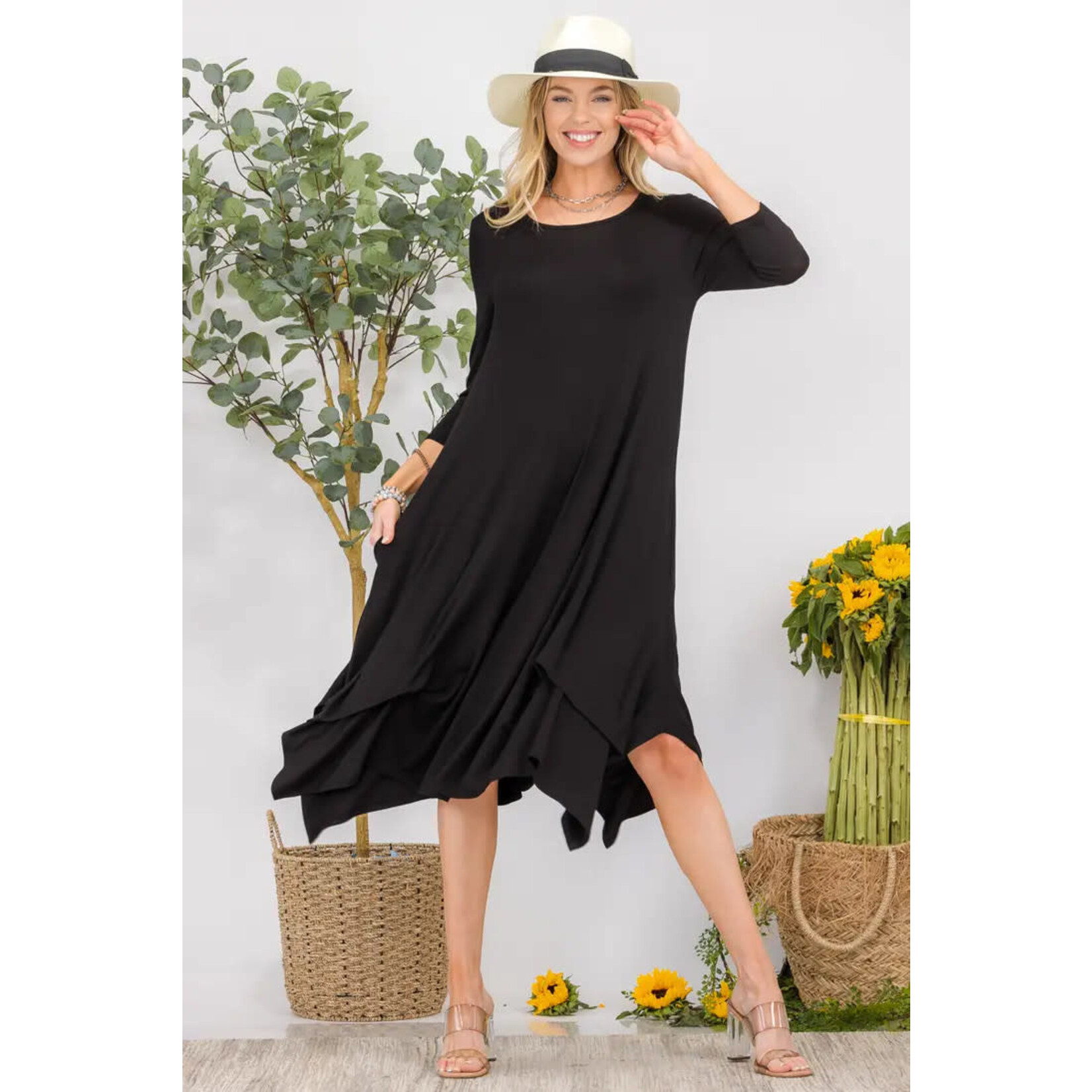 Celeste Clothing 1/2 Sleeve Midi Dress