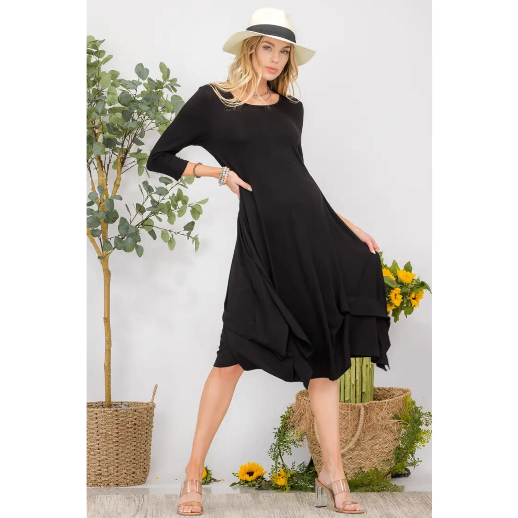 Celeste Clothing 1/2 Sleeve Midi Dress