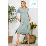 Celeste Clothing 3/4 Sleeve Midi Dress
