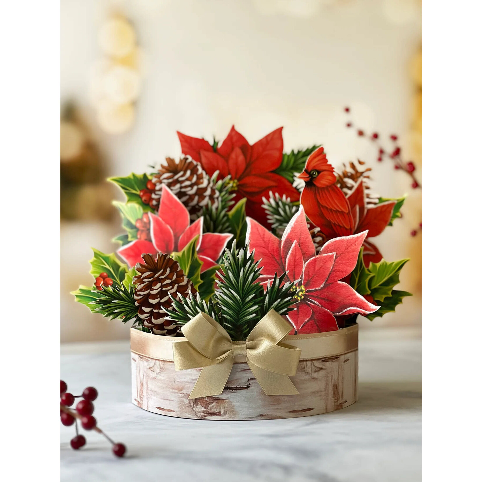 Freshcut Paper Birch Poinsettia Pop Up Bouquet