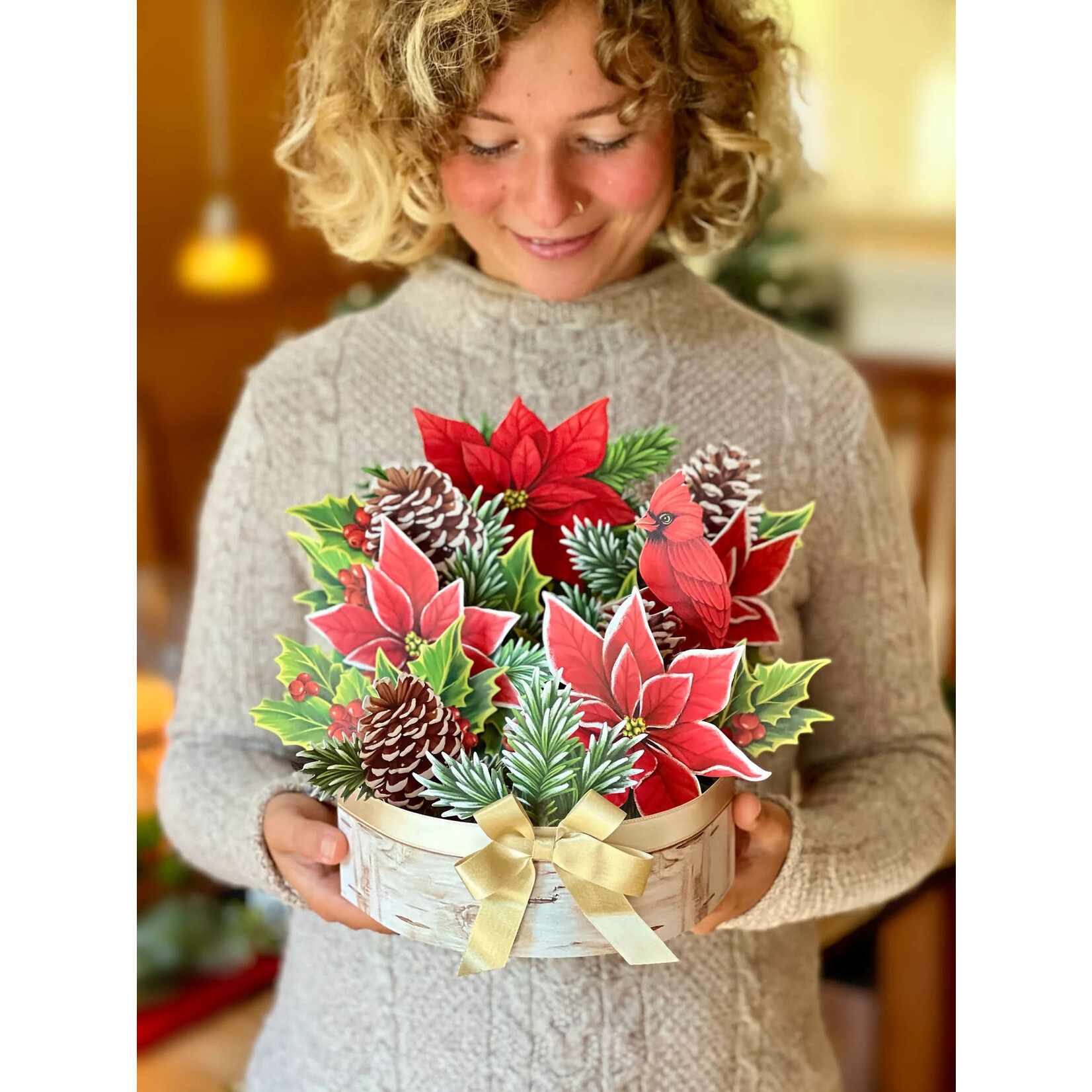 Freshcut Paper Birch Poinsettia Pop Up Bouquet