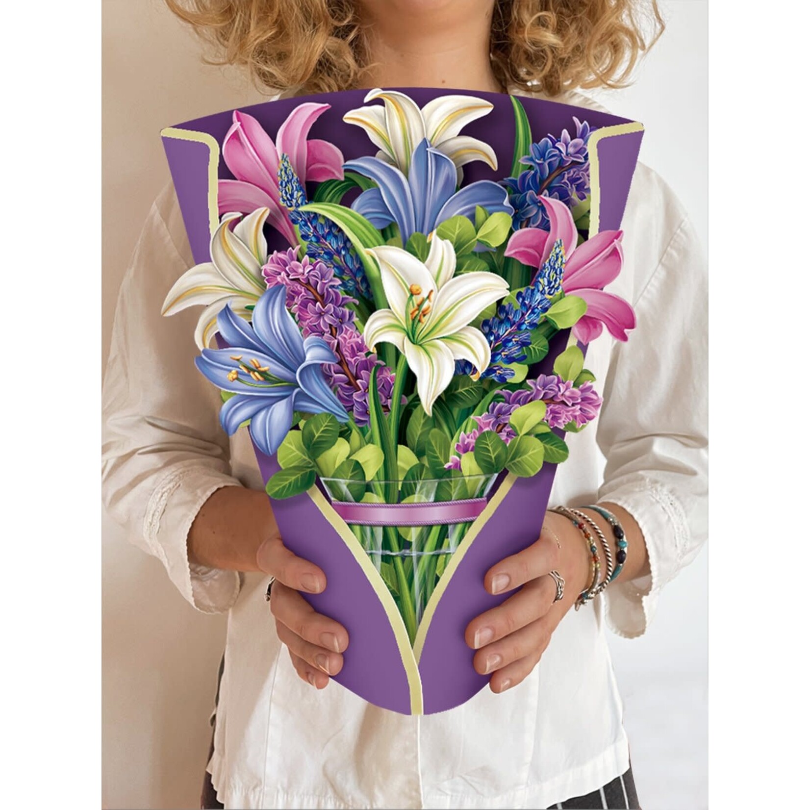 FreshCut Paper Lilies & Lupines Pop Up Bouquet